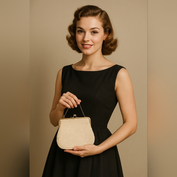 Vintage Lumured Cordé Bead Beaded Purse Clutch - Picture 13 of 13